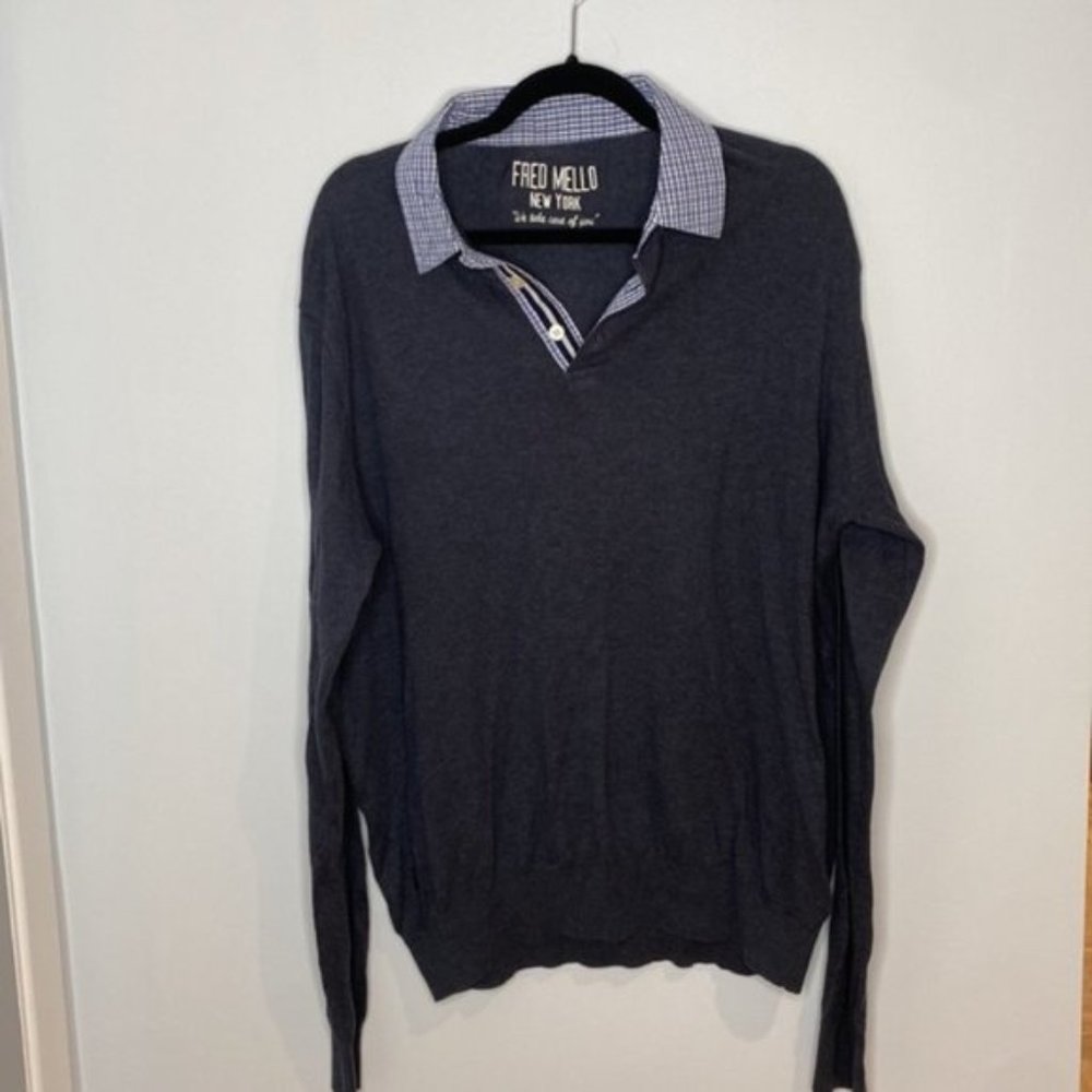 Fred Mello Five Seasons Men Collared Long Sleeve Cotton Sweater Size XL